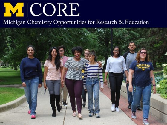 group of students walking near the chemistry building