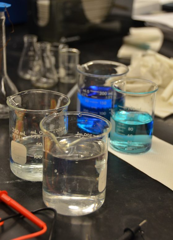 This is a picture of four beakers