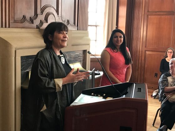 Professor Silke-Maria Weineck presents a graduating student, Anjali Alangaden.