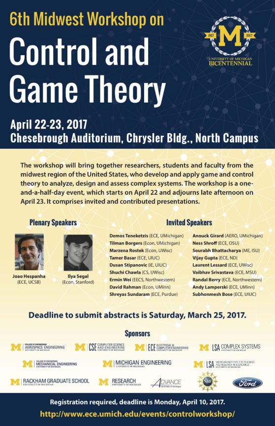 Control and Game Theory workshop poster
