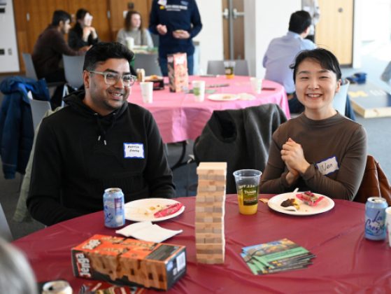 two students are enjoying their conversation 