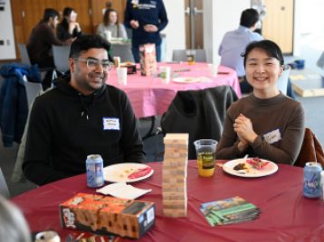 two students are enjoying their conversation 