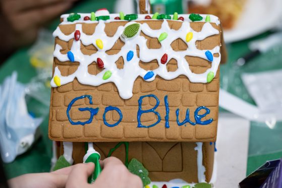 Go Blue Decorated Gingerbread House
