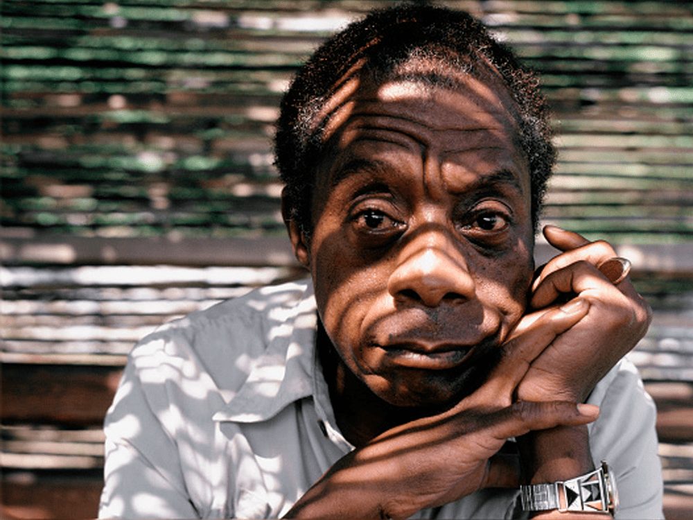 A photograph of author James Baldwin