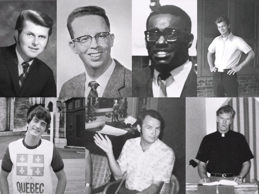 A composite of portrait photographs. Beginning clockwise from top left: Horace "Skip" Getchell, Dr. Perry Waters, Reginald "Reggie" Adams, Leon Richard Maples, Pastor Bill Parson, Horace Broussard, George Stephen “Bud” Matyi