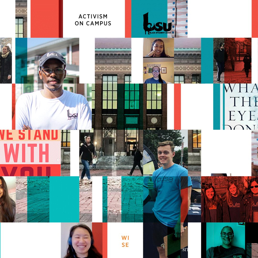 Collage of LSA students engaging in social activism on campus