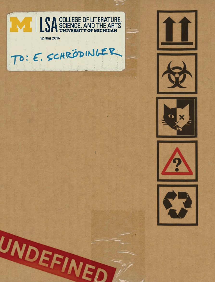 the face of a cardboard box with icons stamped along the side. The box is postmarked to E. Eisenhower and has a stamp that reads undefined