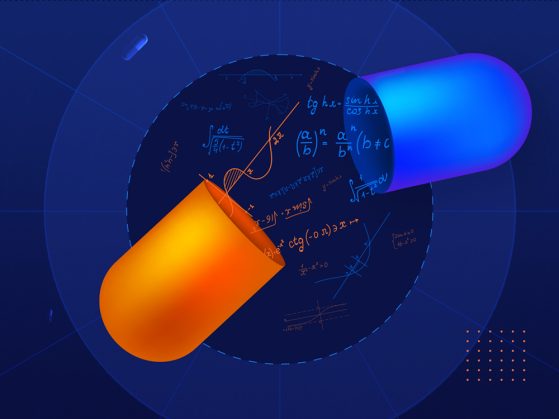 Illustration featuring medical and mathematical elements.