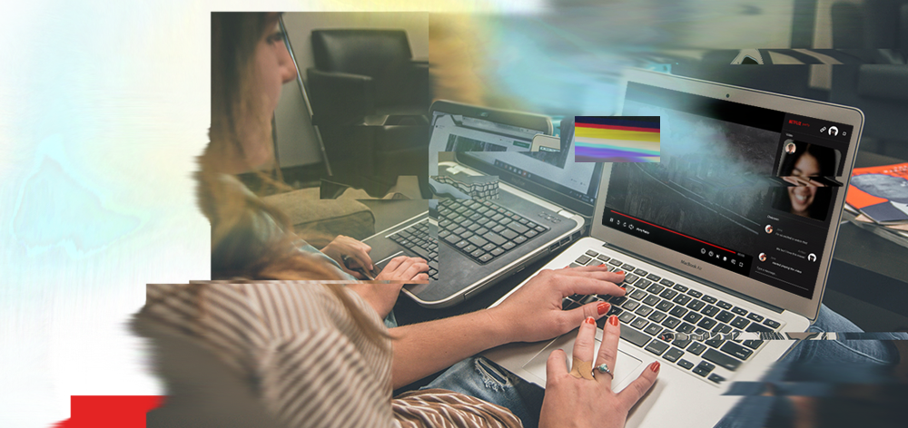 Image of a woman talking to someone on her laptop during a video conference. 