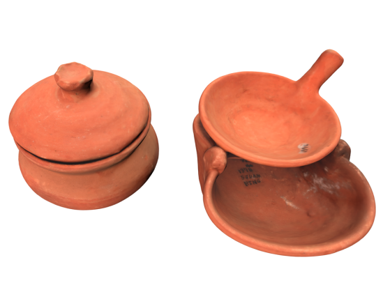 A three-dimensional image of a ceramic pot used for cooking food, and also as a children’s toy.
