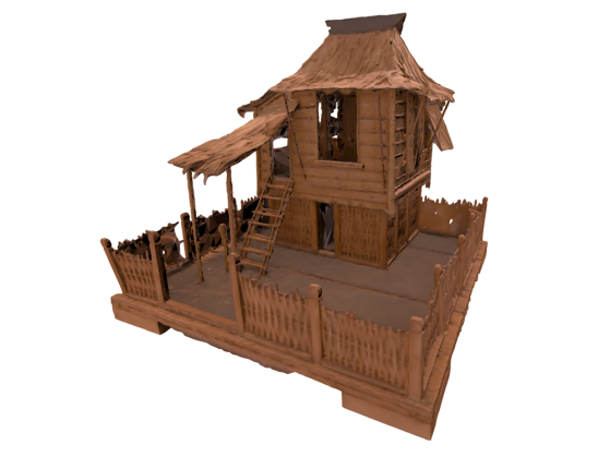 A three-dimensional image of a model house. 