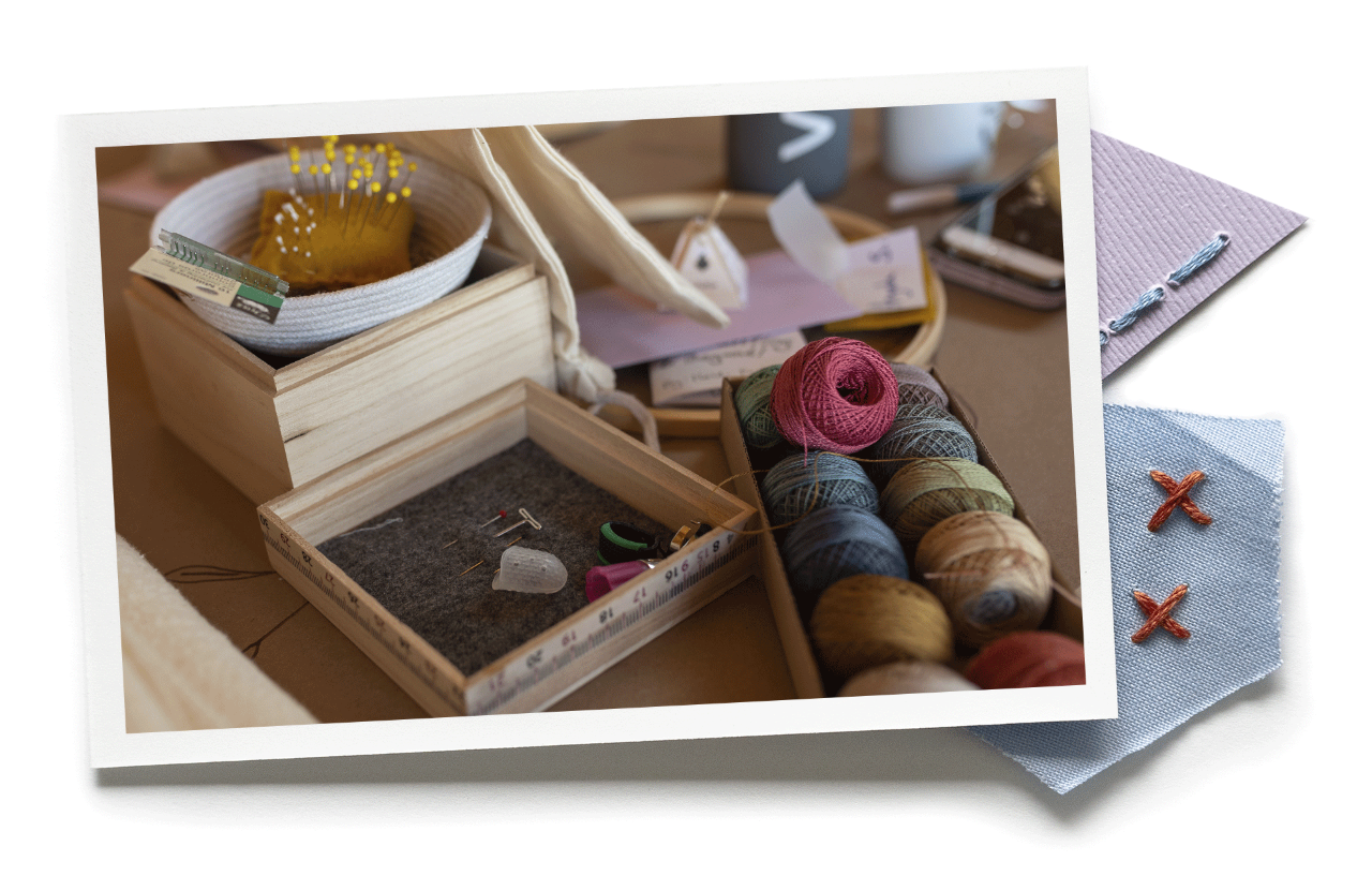 “We are asked to move at a pace that none of us can really handle, but when we work with our hands, stitching or drawing, we begin to return to where we are right now. Our hands can guide us back to ourselves in a way that few other things can.”