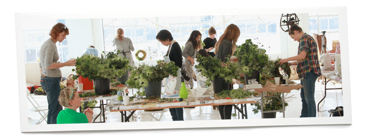 Photo of participants at creative retreat.