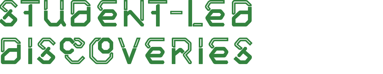 subhead text that reads "student-led discoveries"