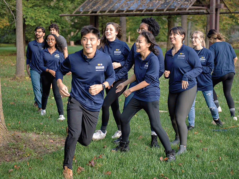 Members of the Kessler Presidential Scholars Student Advisory Board participate in a leadership training exercise.