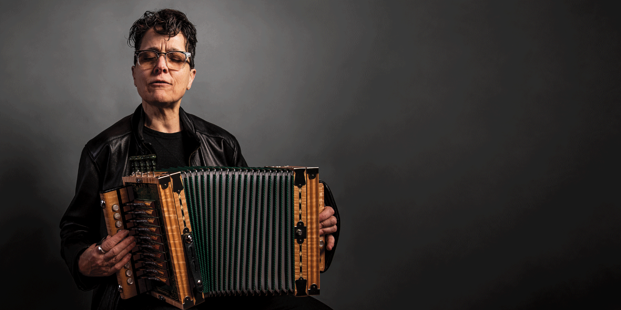 Nadine Hubbs plays the accordion.