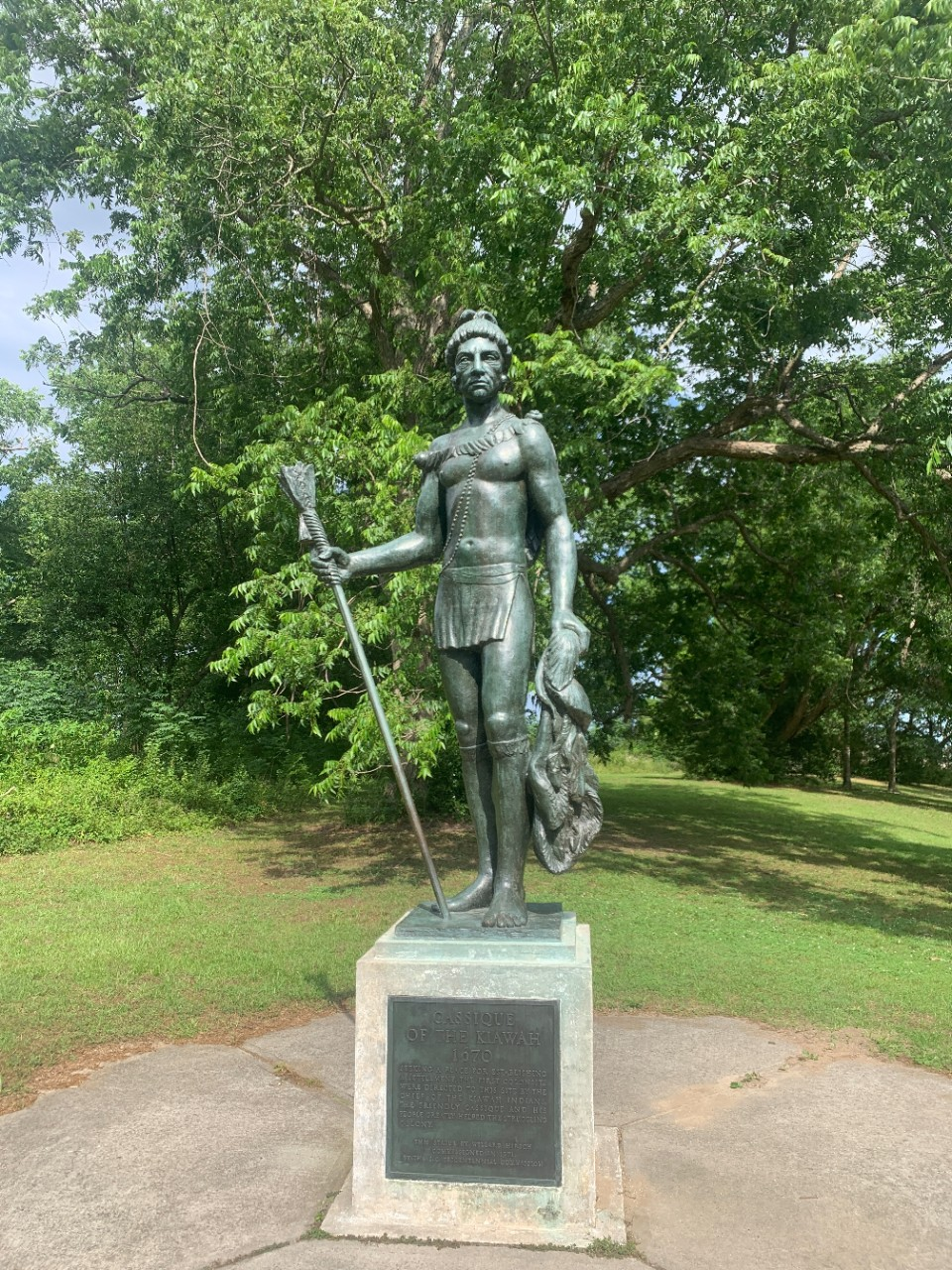 Statue of an indigenous person at Charles Towne Landing Historic Site