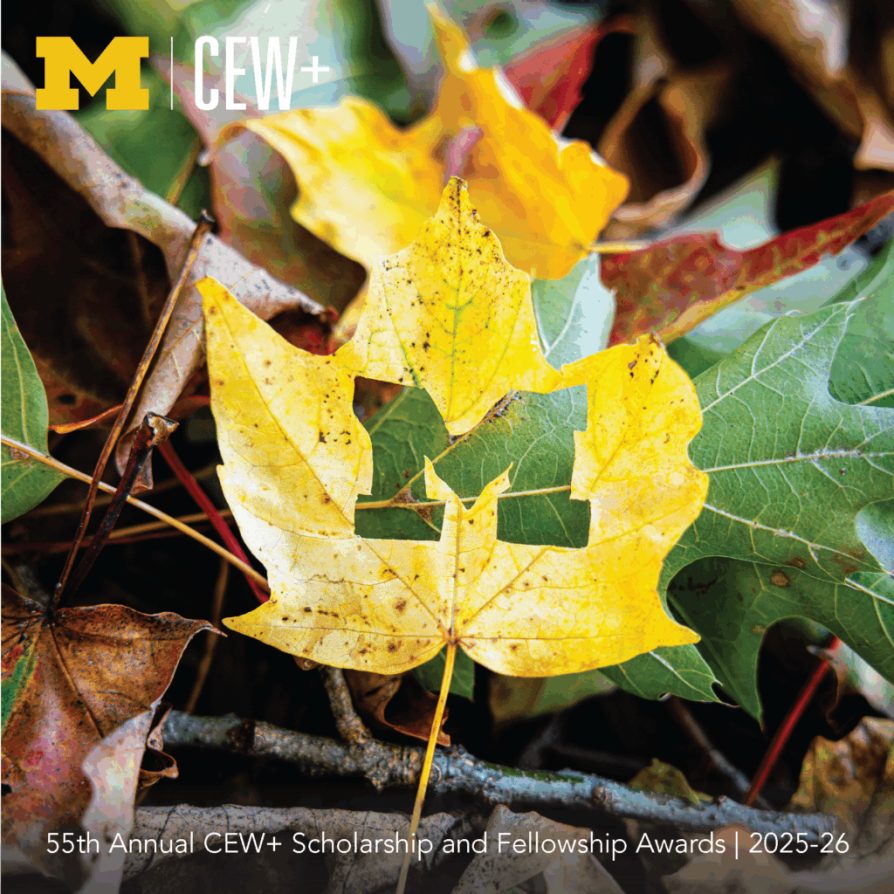 yellow maple leaf with UM block M cut out