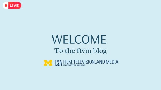 A set of text announcing FTVM's new blog on a light blue background, with a live recording icon in the top lefthand corner. 