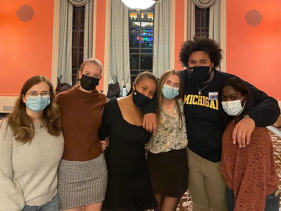 GSP Advisory Council members Anna Sturgis, Caroline Theuerkauf, Michaela Minnis, Chloe Halprin, Brian Cain, and Arielle McEntyre celebrate Culture Show together.