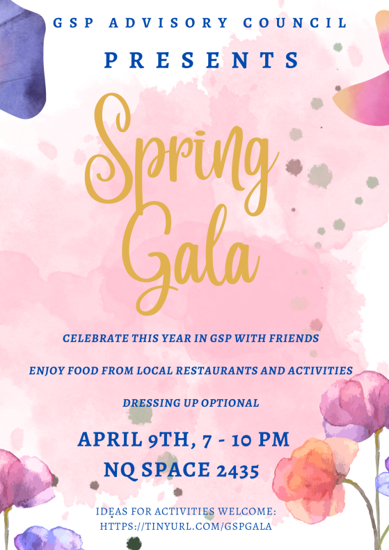 GSP Spring Gala image of informational flyer with event time and date