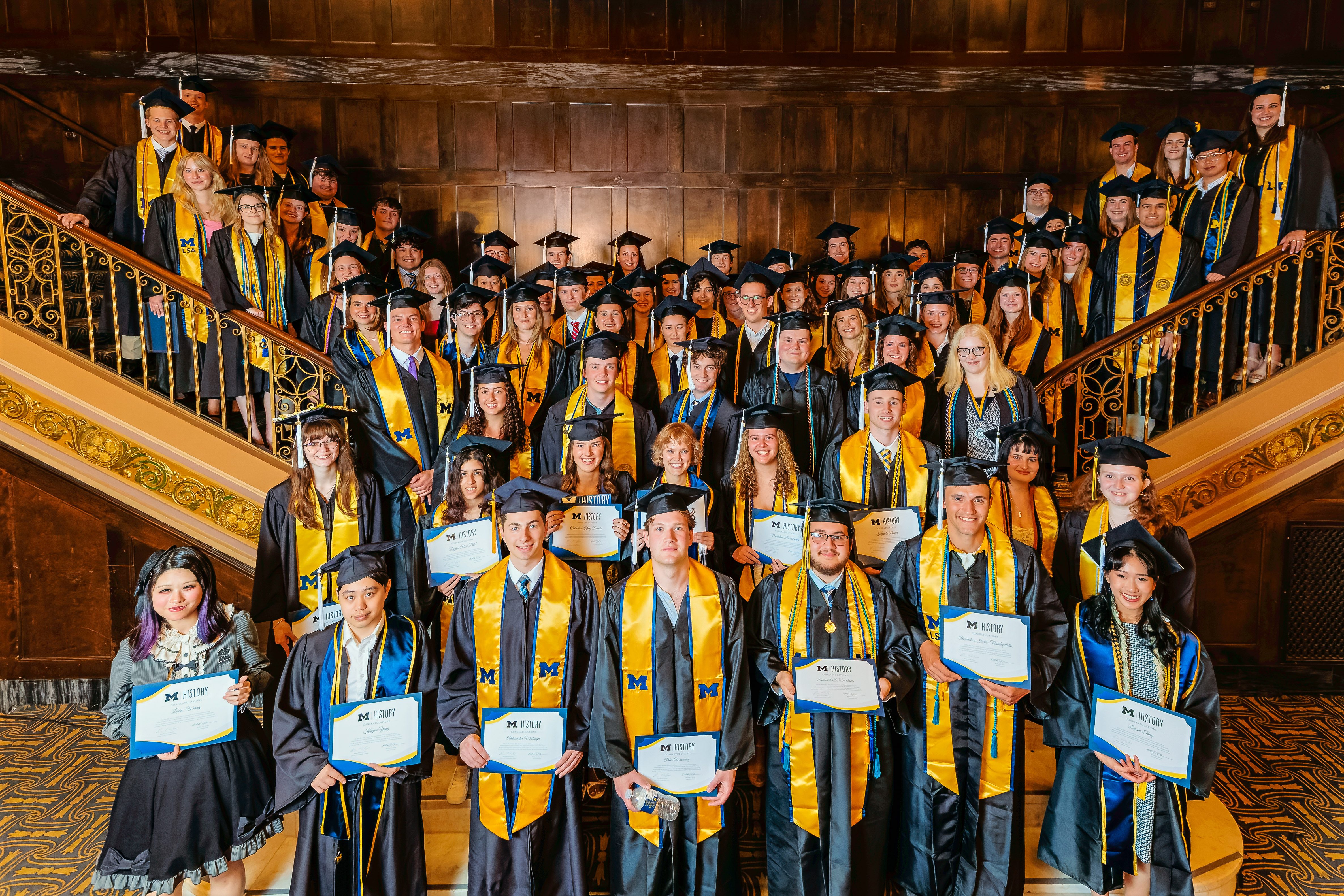 U-M History undergraduate class of 2025 on the steps of the Michigan Theater