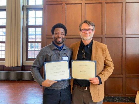 Tajudeen Mamadou & Andries Coetzee Holding Award Certificates