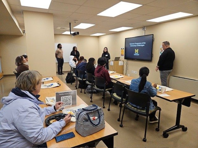 The PACE team meeting with students at Huston-Tillotson University in Austin. 