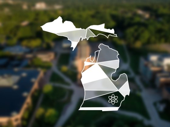 UM Science Olympiad Logo of a geometric state of michigan outline
