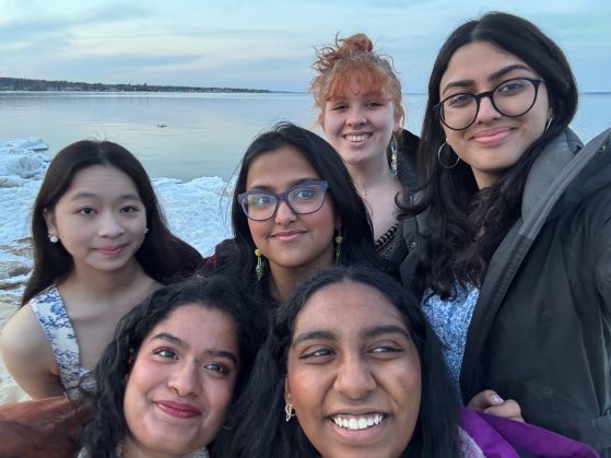 Photo of Aditree (Center) with her friends in Traverse City during Spring Break!