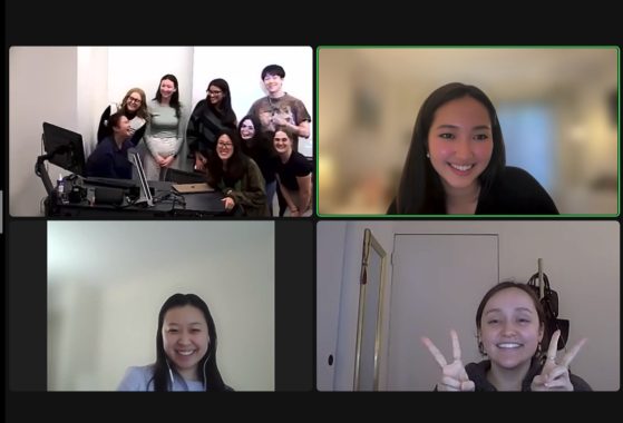 group photo on zoom of current students and alumni