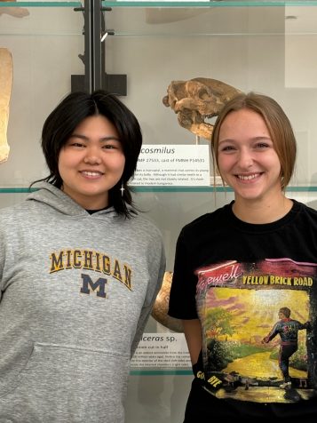 Abby Waller, an Earth and Environmental Sciences major with a Paleontology minor, and Anna Zhao, an Ecology and Evolutionary Biology major with a Paleontology minor