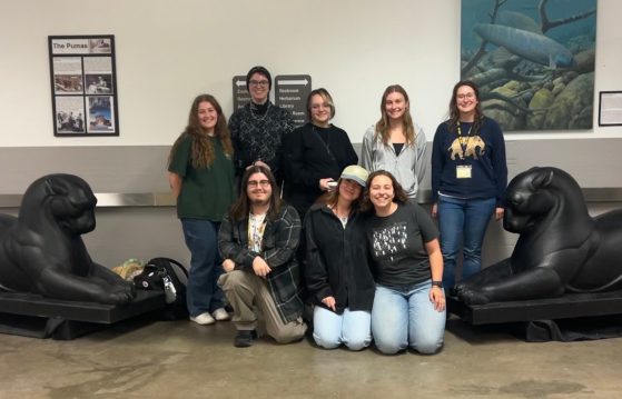 Group photograph of ExPAND student participants with UMMP staffers, Jen Bauer and Kate Schmidt