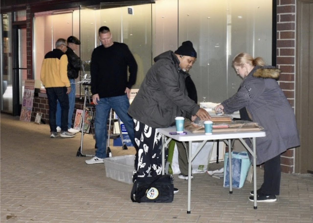 Small group of people working at a table