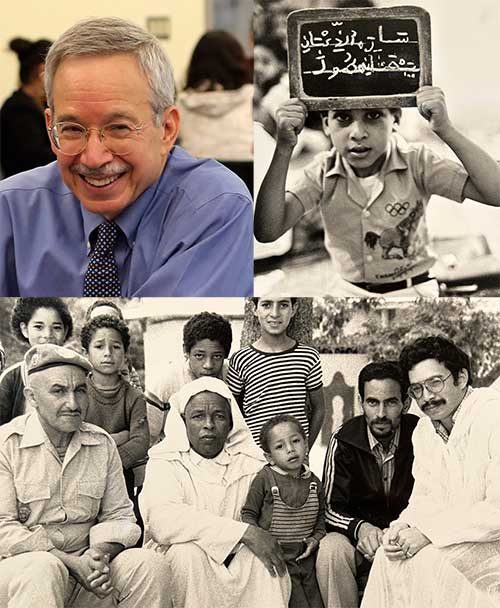 Photo Collage of Daniel Wagner, including a headshot and photos of his work in Morocco