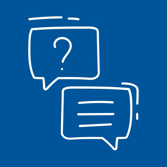 white icon blue background