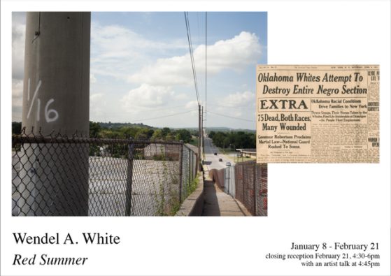 flyer for exhibition featuring photo from the artist