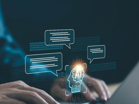 ai chat digital technology, business communication, and development of smart robot conversation, bot artificial intelligence open for  customer, concept command prompt chatbot generates information