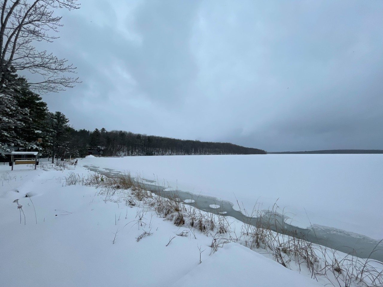 Snow on a lake