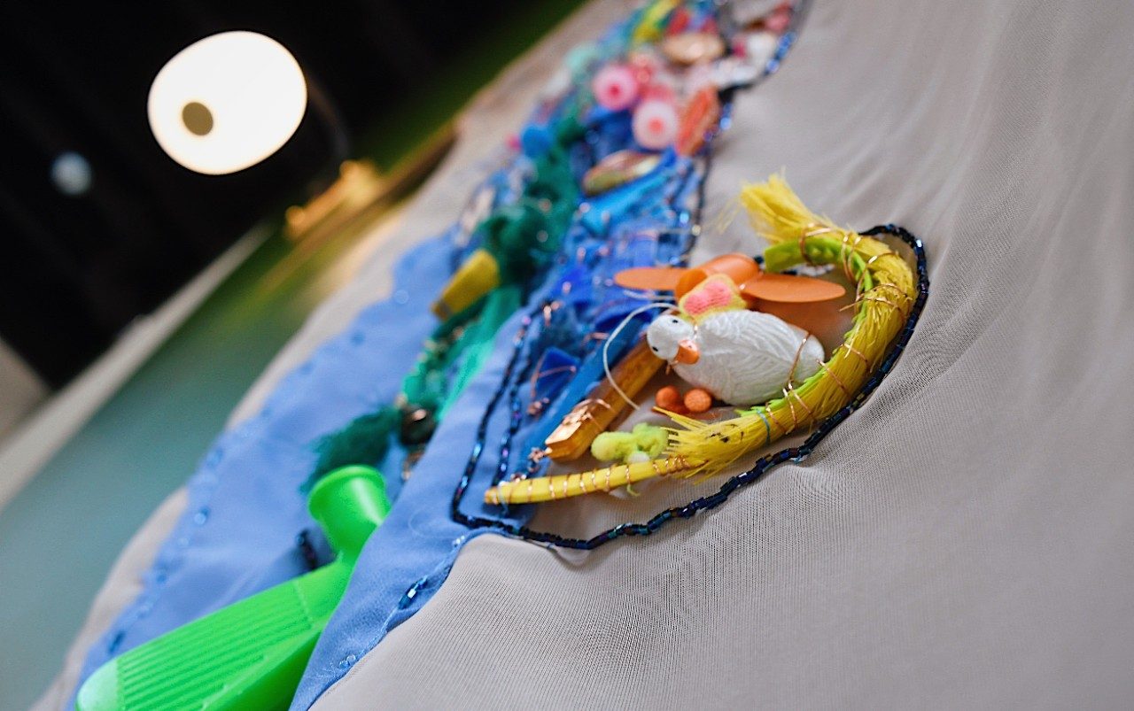 Plastic trash on a cloth