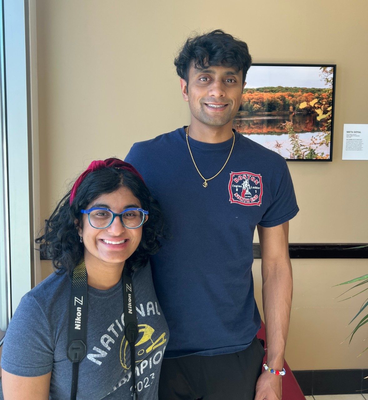 Woman and man posting together for a picture