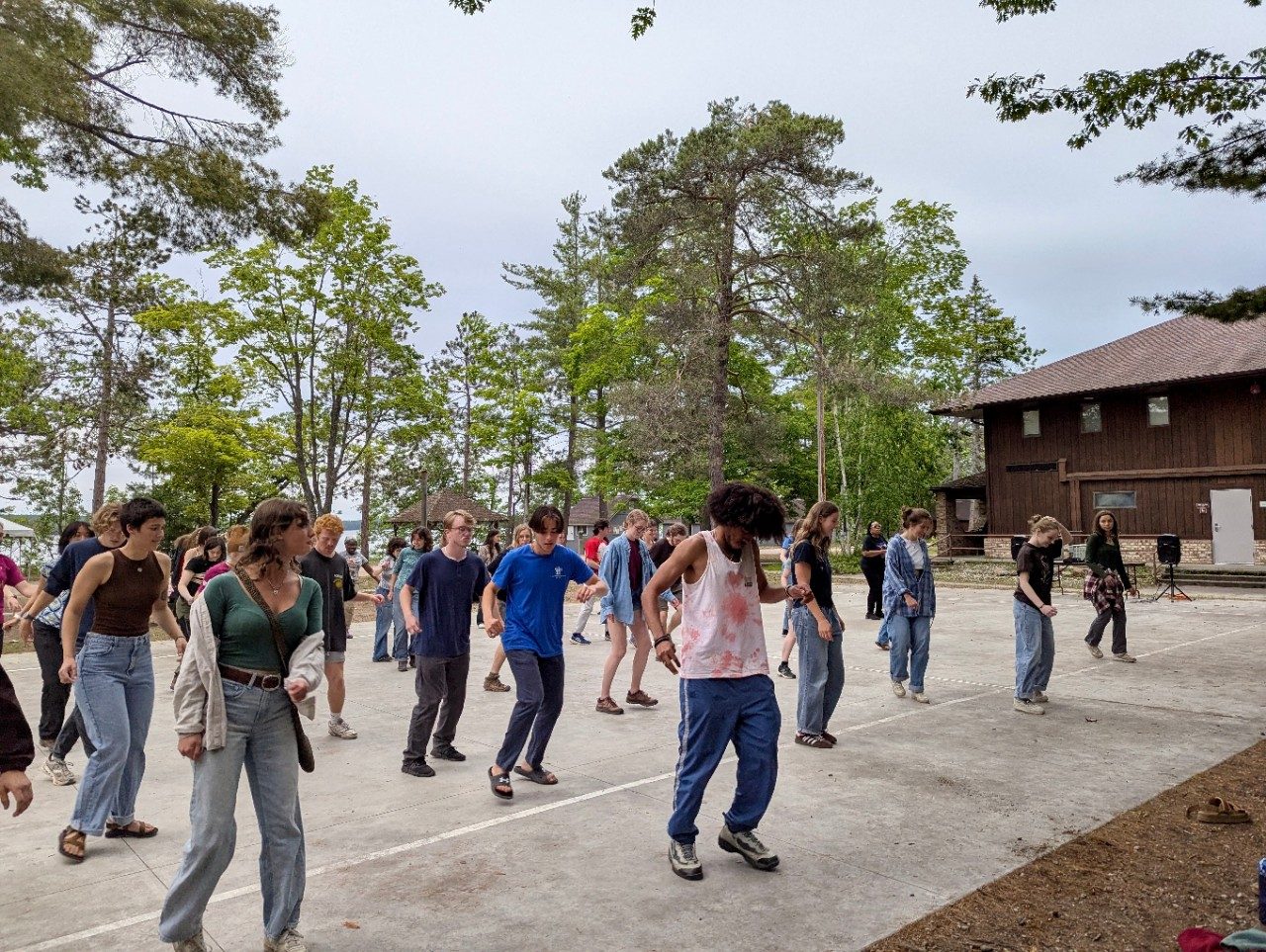 People dancing outside