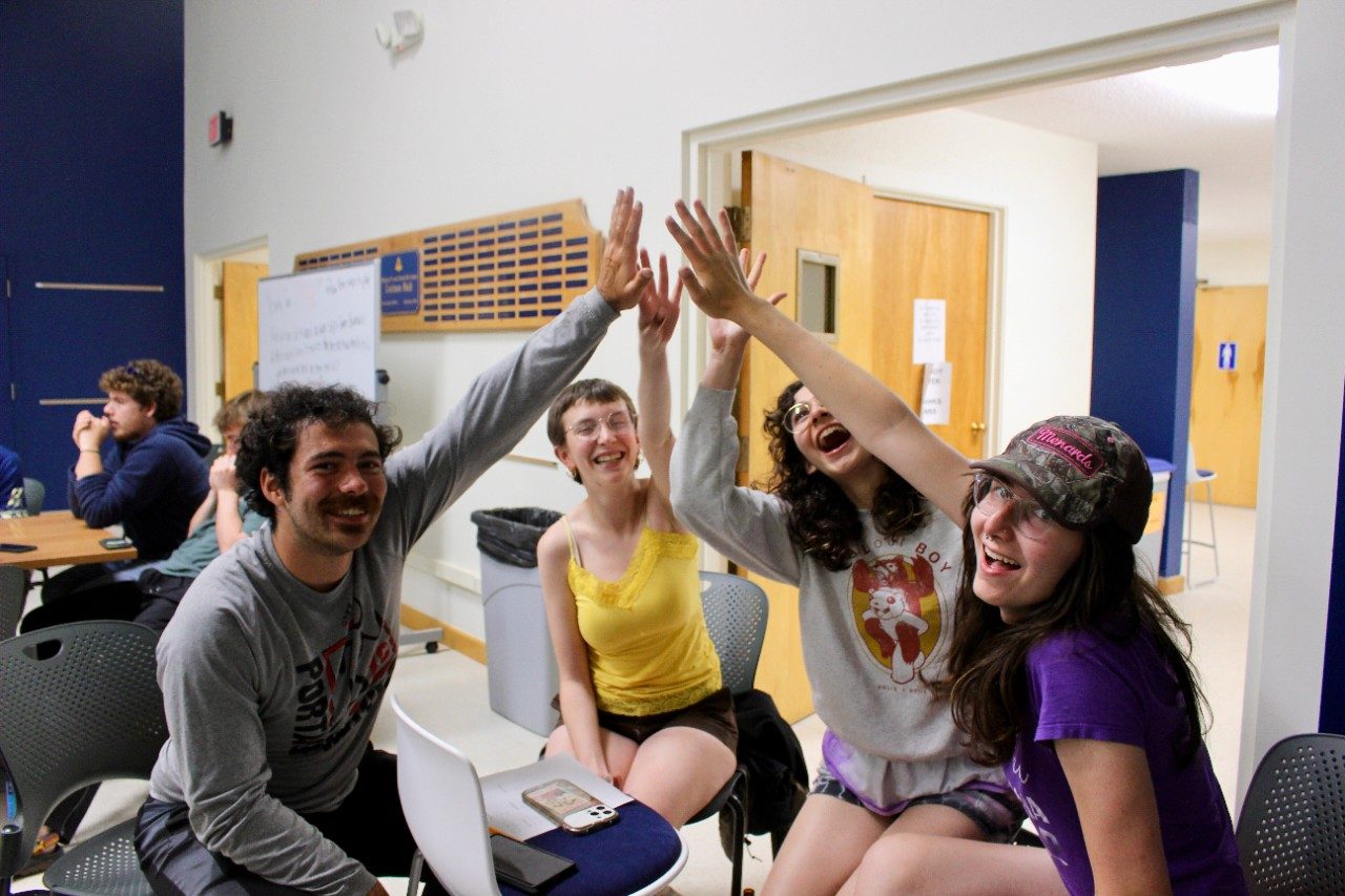 Group giving each other high fives