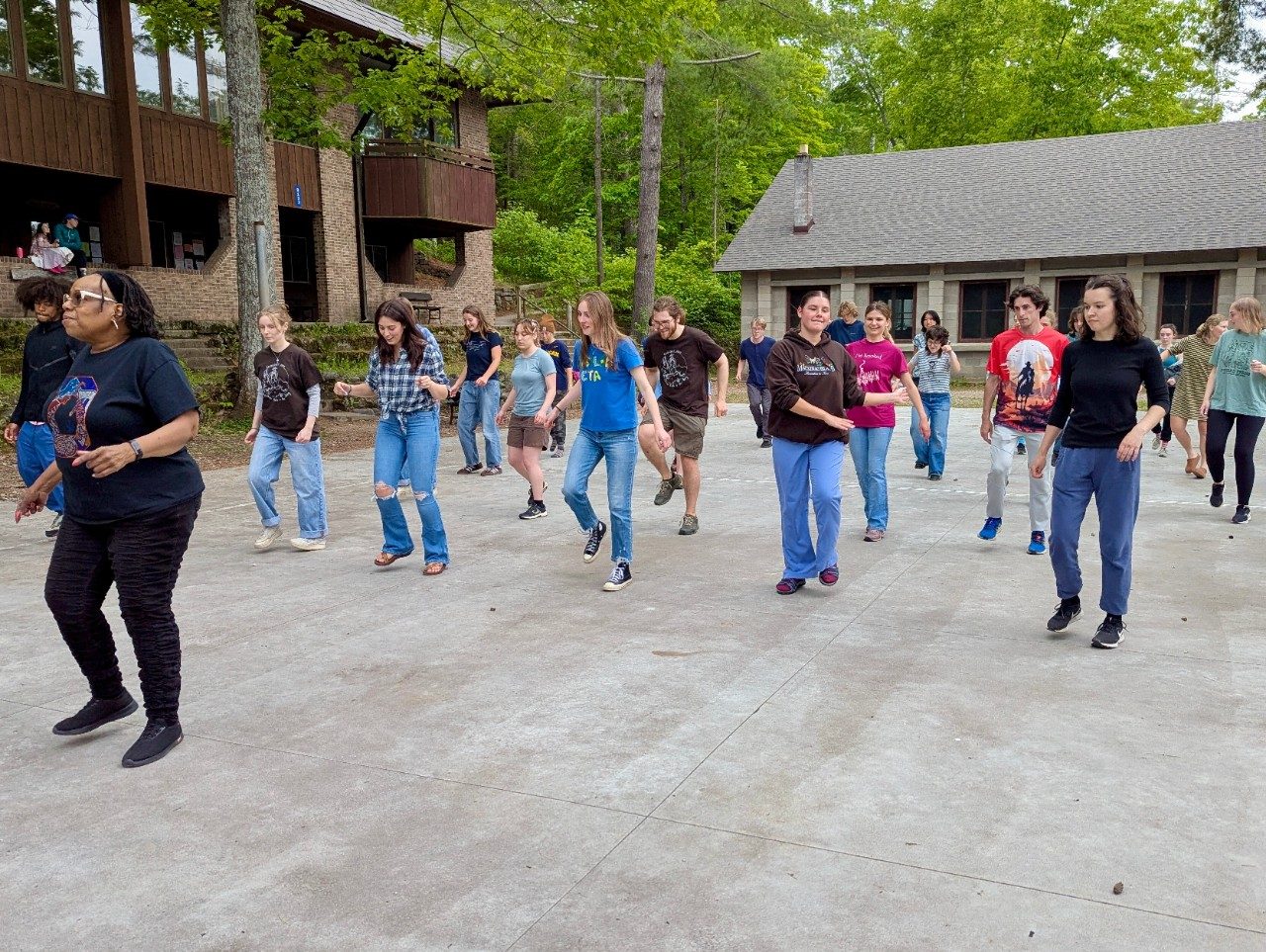 People dancing outside