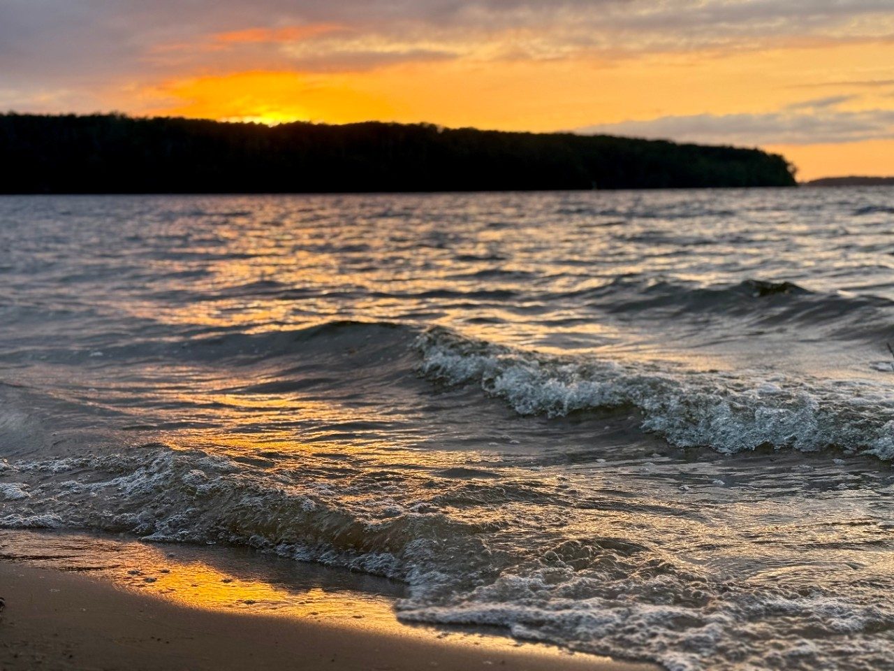 Sunset along a lake