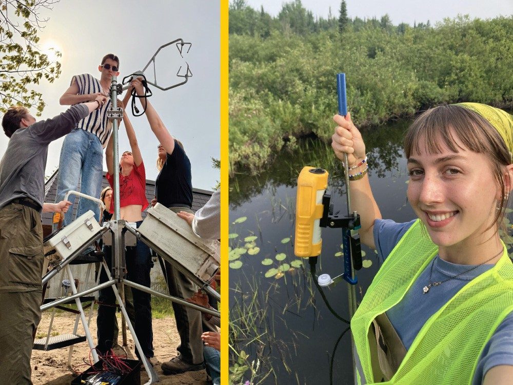 Person holding research equipment in a river