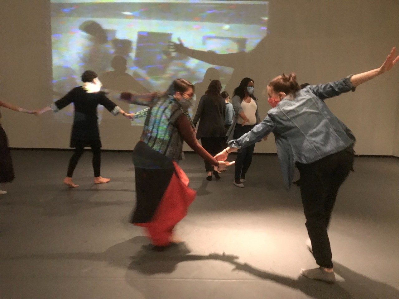 Dancers moving on a stage